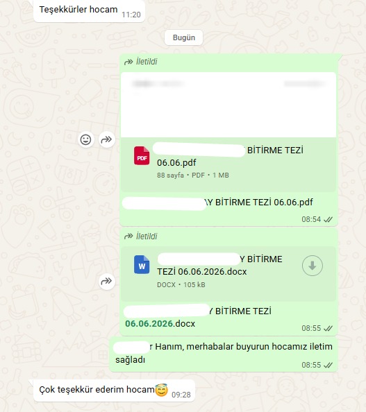 Danışan WhatsApp mesajı