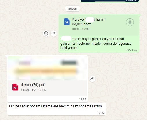Danışan WhatsApp mesajı